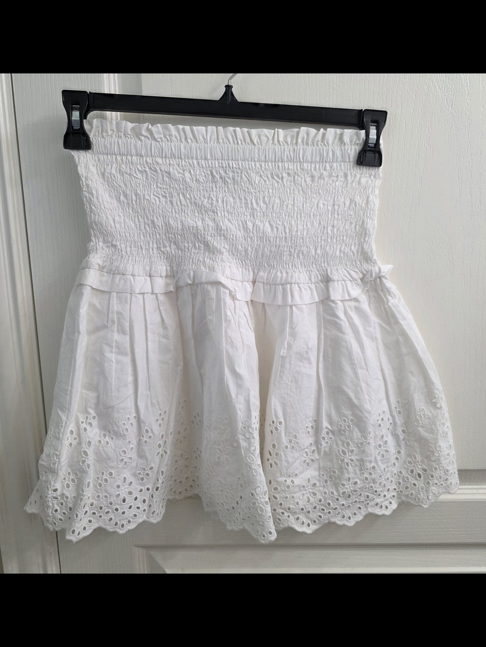 GAP White Eyelet Smocked Mini Skirt with Scallop Hem